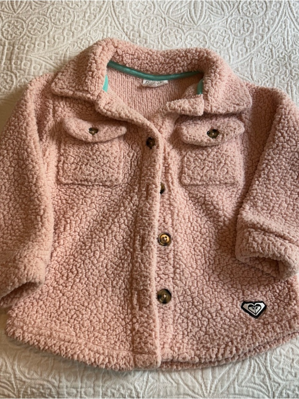 Roxy Pink Sherpa Button-Up Jacket